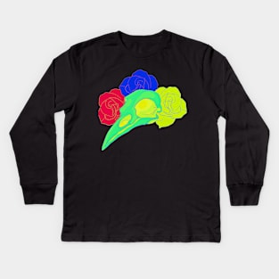 Neon Bird Skull Kids Long Sleeve T-Shirt